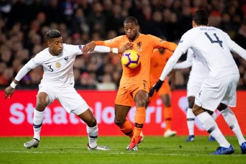 Presnel Kimpembe of France, Georginio Wijnaldum of Holland during the UEFA Nations League A group 1 qualifying match between The Netherlands and France at stadium De Kuip on November 16, 2018 in Rotterdam, The Netherlands UEFA Nations League A group 1 2018 2019 xVIxVIxImagesx xTomxBodexMultimediaxIVx 12796573