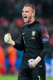 ROTTERDAM, Stadium de Kuip, 16-11-20-18, football, season 2018 2019, Netherlands goalkeeper Jasper Cillessen celebrates the 1-0 goal during the Nations League game Netherlands - France Netherlands - France  x2625550x