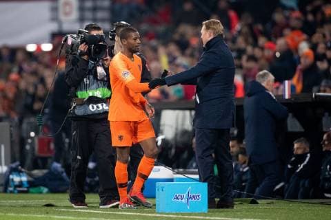 Georginio Wijnaldum of Holland, Holland coach Ronald Koeman during the UEFA Nations League A group 1 qualifying match between The Netherlands and France at stadium De Kuip on November 16, 2018 in Rotterdam, The Netherlands UEFA Nations League A group 1 2018 2019 xVIxVIxImagesx xTomxBodexMultimediaxIVx 12797947