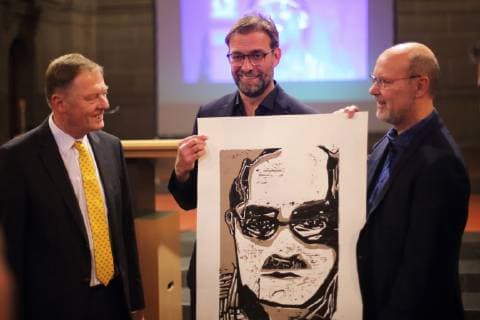 PROF. DR. CHRISTIAN VAHL, JUERGEN KLOPP, MICHAEL BONEWITZ VERLEIHUNG DES MAINZER MEDIENPREISES FUER NACHHALTIGES MEDIALES WIRKEN AN JUERGEN KLOPP CHRISTUSKIRCHE, MAINZ 