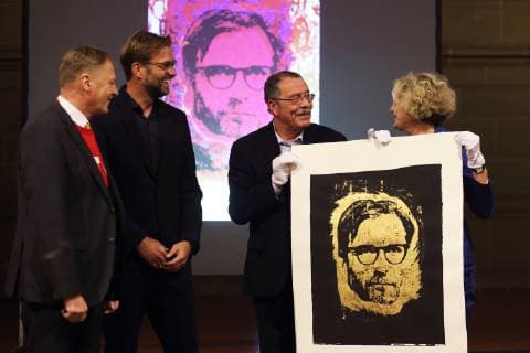 JUERGEN KLOPP, PROF. DR. CHRISTIAN VAHL, PETER KRAWIETZ, DR. ANNETTE LUDWIG VERLEIHUNG DES MAINZER MEDIENPREISES FUER NACHHALTIGES MEDIALES WIRKEN AN JUERGEN KLOPP CHRISTUSKIRCHE, MAINZ 