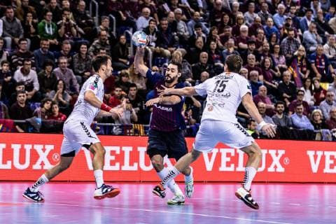 November 17, 2018 - Barcelona, Barcelona, Spain - Raul Entrerrios Rodriguez, 9 of FC Barcelona Barca Lassa in actions during VELUX EHF Champions League match between Fc Barcelona Lassa and HC Vardar on November 17, 2018 at Palau Blaugrana, in Barcelona, Spain. Handball: VELUX EHF Champions League - Fc Barcelona Lassa v HC Vardar. - ZUMAa181 20181117_zaa_a181_033 Copyright: xAFP7x