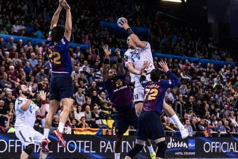 November 17, 2018 - Barcelona, Barcelona, Spain - Dainis Kristopans, 10 of HC Vardar in actions during VELUX EHF Champions League match between FC Barcelona Barca Lassa and HC Vardar on November 17, 2018 at Palau Blaugrana, in Barcelona, Spain. Handball: VELUX EHF Champions League - Fc Barcelona Lassa v HC Vardar. - ZUMAa181 20181117_zaa_a181_040 Copyright: xAFP7x