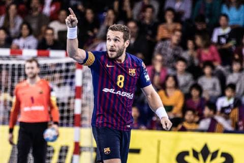 November 17, 2018 - Barcelona, Barcelona, Spain - Victor Tomas Gonzalez, 8 of FC Barcelona Barca Lassa in actions during VELUX EHF Champions League match between Fc Barcelona Lassa and HC Vardar on November 17, 2018 at Palau Blaugrana, in Barcelona, Spain. Handball: VELUX EHF Champions League - Fc Barcelona Lassa v HC Vardar. - ZUMAa181 20181117_zaa_a181_031 Copyright: xAFP7x