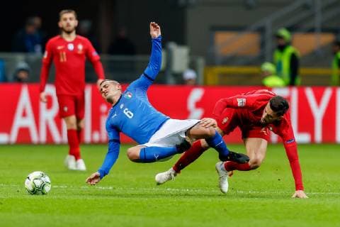 Italy Milan 17 11 2018 UEFA Nations League A Group 3 Italy Portugal Marco Verratti ITA and Pizzi POR in the DeFodi048 duel