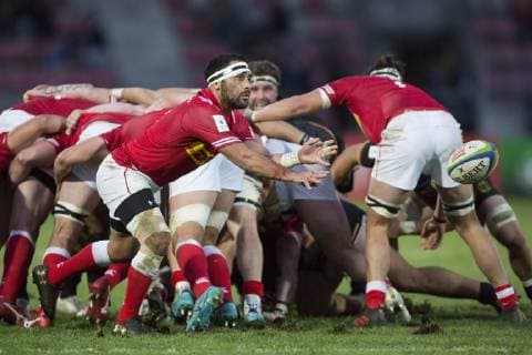 Germany Canada World Cup qualifying game qualifying game for Rugby World Cup 2019 in Japan between Germany and Canada on 17 11 2018 in Marseille Phil Mack Canada 9 starts a new move Marseille Bouches du Rhone France Stade Delort