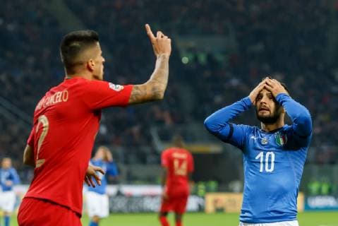 Italy Milan 17 11 2018 UEFA Nations League A Group 3 Italy Portugal Lorenzo Insigne ITA gesticulated gesticulated DeFodi048