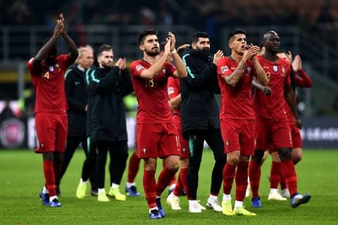 Fußball, Nations League, Italien - Portugal Db Milano 17 11 2018 - Uefa Nations League Italia-Portogallo foto Daniele Buffa Image nella foto: esultanza fine gara Portogallo 