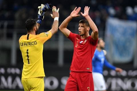 Portugal players celebrate the qualification to the final four at the end of the Nations League League A group 3 football match between Italy and Portugal at stadio Giuseppe Meazza, Milano, November, 17, 2018 Foto Andrea Staccioli Insidefoto andreaxstaccioli