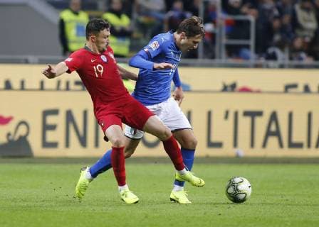 November 17, 2018 - Milan, Italy - Federico Chiesa during the Nation League match between Italia v Portogallo, in Milan Giuseppe Meazza Stadio, on November 17, 2018. Italy v Portugal - UEFA Nations League A  - ZUMAn230 20181117_zaa_n230_486 Copyright: xLorisxRosellix
