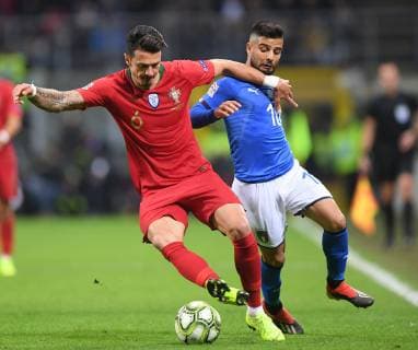 (181118) -- MILAN, Nov. 18, 2018 -- Italy s Lorenzo Insigne (R) vies with Portugal s Jose Fonte during the UEFA Nations League soccer match between Italy and Portugal in Milan, Italy, Nov. 17, 2018. The match ended with a 0-0 draw. ) (SP)ITALY-MILAN-FOOTBALL-UEFA NATIONS LEAGUE-ITA VS POR AlbertoxLingria 