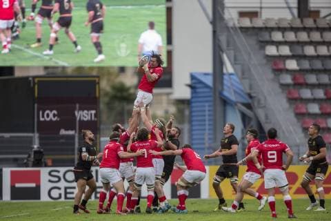 Germany Canada World Cup qualifying game Qualifying game for Rugby World Cup 2019 in Japan between Germany and Canada on 17 11 2018 in Marseille Unrestrained by the German team Kyle Baillie Canada 6 catches the lane slot Marseille Bouches du Rhone France Stade Delort