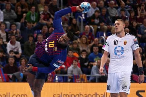 November 17, 2018 - Barcelona, Catalonia, Spain - Cedric Sorhaindo during the match between FC Barcelona Barca and HC Vardar, corresponding to the week 8 of the Velux Champions League, played at the Palau Blaugrana on 17th November 2018 in Barcelona, Spain. Photo: Urbanandsport NurPhoto. FC Barcelona v HC Vardar - Handball Champions League  - ZUMAn230 20181117_zaa_n230_624 Copyright: xJoanxVallsx