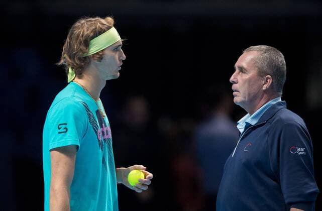 Alexander Zverev (Germany) talks with coach Ivan Lendl during practice session during the Nitto ATP Tennis Herren Finals London 2018 at the O2, London, England on 18 November 2018. Copyright: xAndyxRowlandx PMI-2414-0007