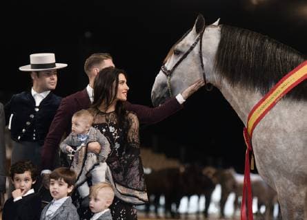 El caballo del futbolista Sergio Ramos del Real Madrid, se ha proclamado Campeón del Mundo 2018 en el Salón Internacional del Caballo (SICAB) que se está celebrando estos días en Sevilla. Sergio Ramos acompanado por su mujer Pilar Rubio y de sus hijos The horse of Sergio Ramos has been awarded as the champion of the world 2018 at SICAB celebrated in Sevilla. The wife Pilar Rubio and the children was together with Sergio in this event  xx xx