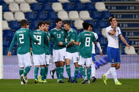 Fußball, U21, Italien - Deutschland Db Reggio Emilia 19 11 2018 - amichevole Italia-Germania Under 21 foto Daniele Buffa Image nella foto: esultanza gol Luca Waldschmidt 