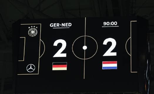 football men season 2018 19 Nations League 4 matchday international match in Gelsenkirchen Germany Netherlands scoreboard with 2 2 final score 19 11 2018 Copyright: xMatthiasxKochx