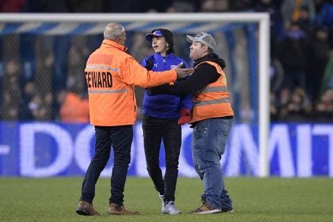 Illustration picture shows stewards chasing an Italian supporter who invaded the pitch after a friendly soccer game between Italy and USA in Genk, Tuesday 20 November 2018. YORICKxJANSENS  x05473734x