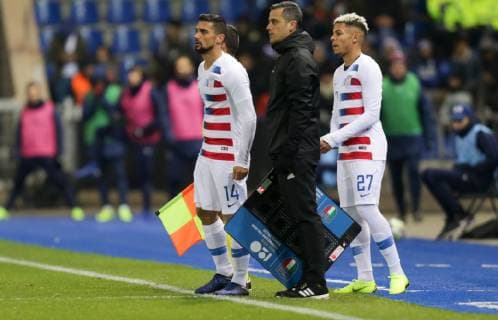 November 20, 2018 - Genk, Belgium - Genk, Belgium - Tuesday November 20, 2018: The men s national teams of the United States (USA) and Italy (ITA) play in an International Friendly Länderspiel game at Luminus Arena. Sebastian Lletget, Romain Gall - ZUMAt139 20181120_zaa_t139_114 Copyright: xJohnxDortonx
