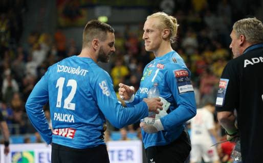 EHF Handball Champions League Group Phase 9 Matchday Rhein Neckar Löwen Telekom Veszprem HC on 21 11 2018 at the SAP Arena in Mannheim Baden Württemberg xmdx Andreas Palicka 12 Goal Rhein Neckar Loewen Mikael Appelgren 1 Goal Rhein Neckar Loewen Rhein Neckar Löwen Telekom Veszprem HC