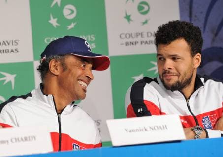 Finale Coupe Davis 2018 - Tirage au sort - Yannick Noah - France - Jo Wilfried Tsonga - France TENNIS : Finale Coupe Davis - Lille - 22 11 2018 chryslenecaillaud panoramic 