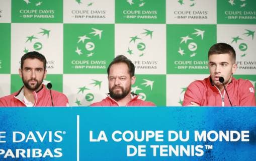Davis Cup - Croatia press 22.11.2018.,Stadium Pierre-Mauroy, France, Lille - Davis Cup.Croatia press conference PK Pressekonferenz . Marin Cilic, Zeljko Krajan, Borna Coric.  SanjinxStrukic PIXSELL