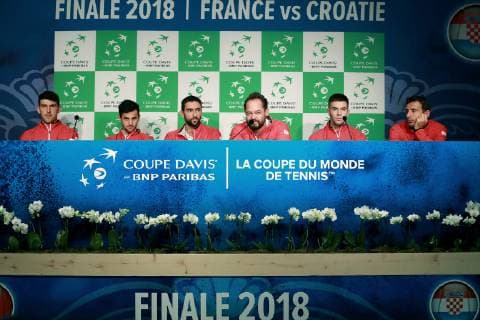 Davis Cup - Croatia press 22.11.2018.,Stadium Pierre-Mauroy, France, Lille - Davis Cup.Croatia press conference PK Pressekonferenz . Franko Skugor, Mate Pavic, Marin Cilic, Zeljko Krajan, Borna Coric, Ivan Dodig.  SanjinxStrukic PIXSELL