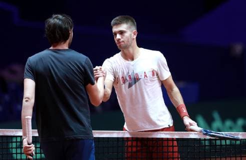 PXL_Croatian Davis Cup team training 22.11.2018., Stadium Pierre-Mauroy, Lille, France - Training of the Croatian Davis Cup team. Croatian tennis player Borna Coric.  SanjinxStrukic PIXSELL