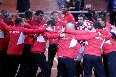 Davis Cup final France - Croatia 25.11.2018., Lille, France - Pierre-Mauroy stadium, the final of Davis Cupa between France and Croatia. Match Lucas Pouille VS Marin Cilic. Croatia won Davis Cup.  SanjinxStrukic PIXSELL