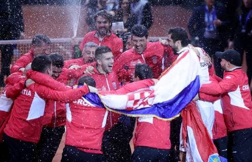 Davis Cup final France - Croatia 25.11.2018., Lille, France - Pierre-Mauroy stadium, the final of Davis Cupa between France and Croatia. Match Lucas Pouille VS Marin Cilic. Croatia won Davis Cup.  SanjinxStrukic PIXSELL