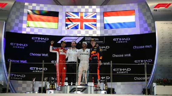 podium Sebastian Vettel Lewis Hamilton Max Verstappen formula 1 GP Abu Dhabi Yas Marina Circuit VAE 25 11 2018 photo mspb Jean Petin podium Sebastian Vettel Lewis Hamilton Max Verstappen formula 1 GP VAE 2018