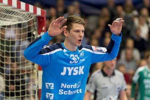 Maalvogter Torbjoern Bergerud (30) fra SG Flensburg-Handewitt under Champions League gruppekampen i herrehaandbold mellem Skjern Haandbold og SG Flensburg-Handewitt i Skjern Bank Arena i Skjern, soendag den 25. november 2018. , Skjern  Copyright: MadsxDalegaardx cop109 spdk20181125-173650-L