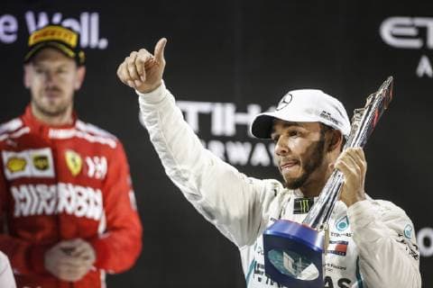 HAMILTON Lewis (gbr), Mercedes AMG F1 Petronas GP W09 Hybrid EQ Power+, portrait podium ambiance during the 2018 Formula One World Championship WM Weltmeisterschaft Abu Dhabi Grand Prix from November 22 to 25 in Yas Marina - Photo Francois Flamand DPPI Motorsports: FIA Formula One World Championship 2018, Grand Prix of Abu Dhabi, World Championship;2018;Grand Prix;Abu Dhabi, 44 Lewis Hamilton (GBR, Mercedes AMG Petronas F1 Team), Abu Dhabi United Arab Emirates