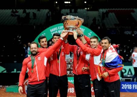 Finale Coupe Davis 2018 - Marin Cilic - equipe Croatie - victoire coupe davis TENNIS : Finale Coupe Davis - Lille - 25 11 2018 chryslenecaillaud panoramic 