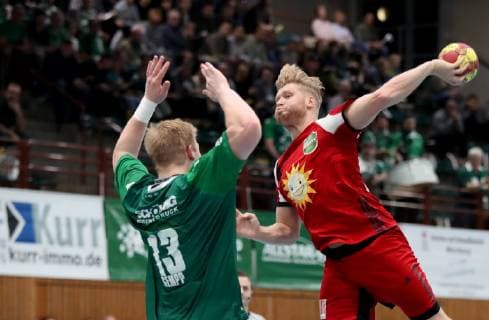 Germany Würzburg s Oliver Arena 25 11 2018 Handball 2 Bundesliga DJK Rimpar Woelfe TuS N Luebbecke Picture by Patrick Gempp DJK Rimpar Wölfe 13 and Dener Jaanimaa TuS Lübbecke 24 Copyright: HMBxMedia xHeikoxBecker