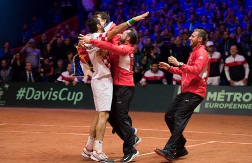2018 Davis Cup Final FRA v CRO Marin Cilic CRO and team 2018 Davis Cup Final FRA v CRO