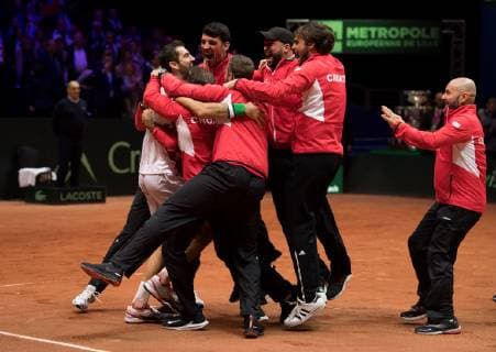 2018 Davis Cup Final FRA v CRO Marin Cilic CRO and team 2018 Davis Cup Final FRA v CRO