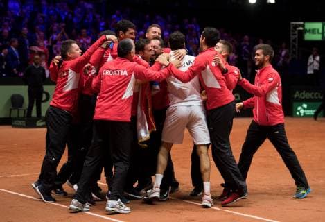 2018 Davis Cup Final FRA v CRO Marin Cilic CRO and team 2018 Davis Cup Final FRA v CRO