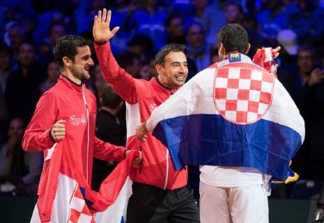 2018 Davis Cup Final FRA v CRO Marin Cilic CRO Mate Pavic CRO and Ivan Dodig CRO 2018 Davis Cup Final FRA v CRO