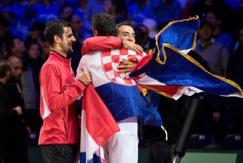 2018 Davis Cup Final FRA v CRO Marin Cilic CRO Mate Pavic CRO and Ivan Dodig CRO 2018 Davis Cup Final FRA v CRO