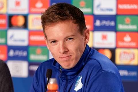 Julian Nagelsmann coach head coach Hoffenheim single picture action action game scene portrait at the press conference PK Press Conference press date media date football UEFA Champions League press conference TSG 1899 Hoffenheim xozx