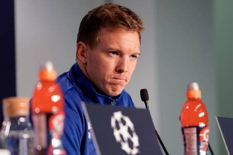 Julian Nagelsmann coach head coach Hoffenheim single picture action action game scene disappointed looking disappointment frustration disappointed pessimistic at the press conference PK Press Conference press date media date football UEFA Champions League press conference TSG 1899 Hoffenheim xozx