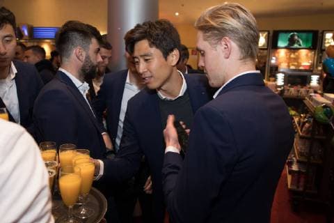 Yes Cheol Koo 19 FC Augsburg Fredrik Jensen 24 FC Augsburg Cinema Premiere More than just 90 minutes Football Event 26 11 2018 Augsburg Bayern Germany Copyright: xkolbert-press ChristianxKolbertx