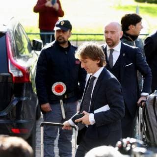 Llegada del Real Madrid a su hotel en Roma. En la imagen, Modric. Real Madrid team arrives at his hotel in Roma. In this picture, Modric. 