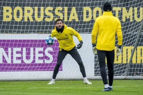 Football 1 Bundesliga season 2018 2019 final training of Borussia Dortmund before the Champions League match against Bruges on 27 11 2018 in Dortmund North Rhine-Westphalia Dortmunds goalkeeper Roman Bürki Buerki during goalkeeper training Copyright: xKirchner DavidxInderliedx