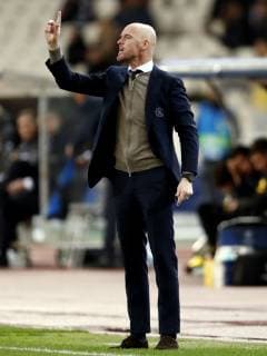 Ajax coach Erik ten Hag during the UEFA Champions League group E match between AEK FC and Ajax Amsterdam at the OAKA Spyros Louis on November 27, 2018 in Athens, Greece UEFA Champions League 2018 2019 xVIxVIxImagesx xMauricexvanxSteenxIVx 12908213