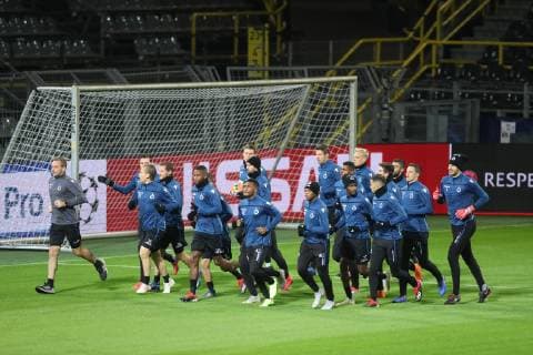 Club s players pictured during a training session of Belgian soccer team Club Brugge KV in Dortmund, Germany, Tuesday 27 November 2018. Tomorrow Club will meet German team Borussia Dortmund on day five of the UEFA Champions League, in group A. BRUNOxFAHY  x05477937x