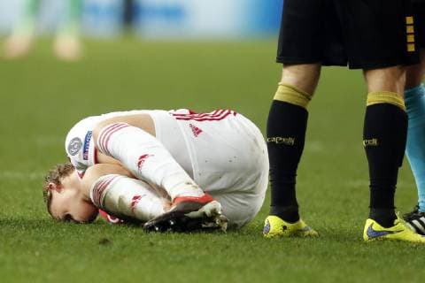 Kasper Dolberg of Ajax during the UEFA Champions League group E match between AEK FC and Ajax Amsterdam at the OAKA Spyros Louis on November 27, 2018 in Athens, Greece UEFA Champions League 2018 2019 xVIxVIxImagesx xMauricexvanxSteenxIVx 12908643