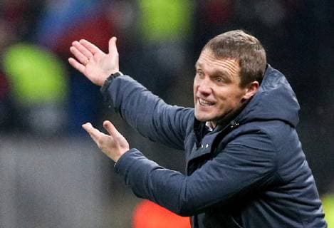MOSCOW, RUSSIA â€“ NOVEMBER 27, 2018: CSKA Moscow s head coach Viktor Goncharenko gestures in their 2018 19 UEFA Champions League Group G Round 5 football match against FC Viktoria Plzen at Luzhniki Stadium. Sergei Bobylev TASS  TS098FF7
