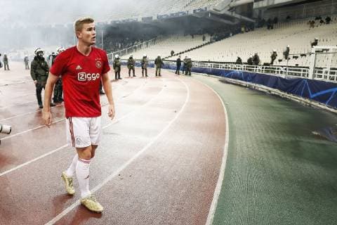 ATHENS, Olympic Stadium, AEK Athens FC - Ajax , football, Champions League, season 2018-2019, 27-11-2018, Ajax player Matthijs de Ligt dejected for fighting supporters before the game AEK Athens - Ajax . AEK Athens - Ajax  x2649674x